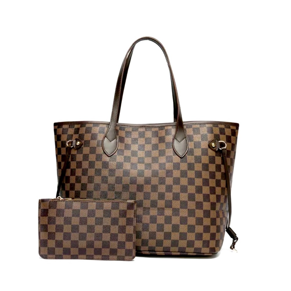 Checkered Tote & Small Wallet ♥️ New ☑️